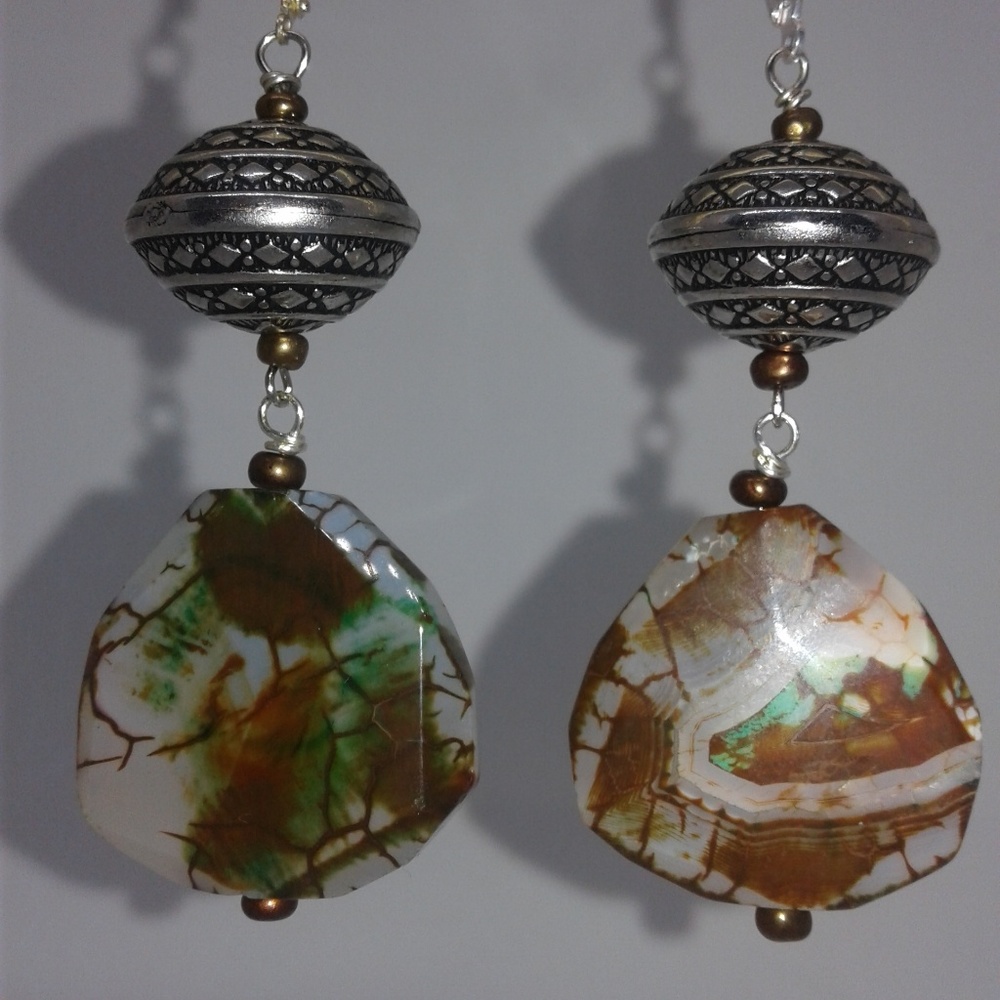 Agate / Silver Plate Earrings